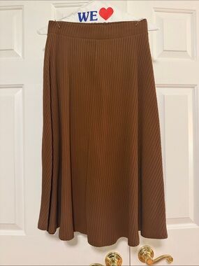 Lush Brown Ribbed A-Line Skirt Set